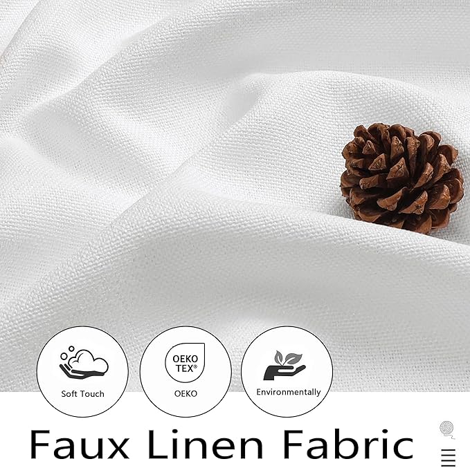 White Valances for Windows, Light Filtering Faux Linen Textured Small Short Valance Curtains for Bathroom Basement Farmhouse, Rod Pocket Top Half Curtains for Windows, 60Wx12L Inch