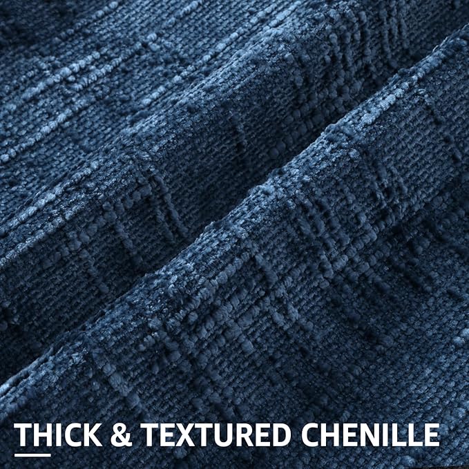 decorUhome Navy Blue Chenille Euro Sham Throw Pillow Covers 22x22 Set of 2 Textured Soft Cozy Slubby Couch Pillow Covers Modern Farmhouse Boho Decorative Pillow Cases for Bed Sofa Living Room
