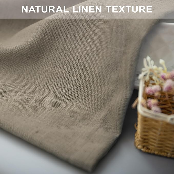 Pitalk Back Tab Linen Curtains 96 inches Long 2 Panels Set for Living Room Sliding Glass Door Dark Taupe Semi Sheer Curtains Light Filtering Canvas Cloth Linen Drapes 96 inch Floor to Ceiling Length