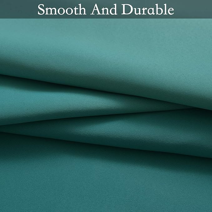 SimpleHome Ombre Room Darkening Curtains for Bedroom, Light Blocking Gradient Teal to Gray White Thermal Insulated Grommet Window Curtains/Drapes for Living Room,2 Panels, 52x96 inches Length