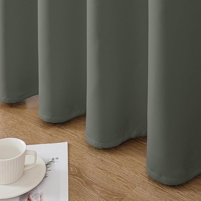 Joydeco Blackout Curtains 95 Inch Length 2 Panels Set, Thermal Insulated Long Curtains& Drapes 2 Burg, Room Darkening Grommet Drapes for Bedroom Living Room Window (Sage Green, W52 x L95 Inch)