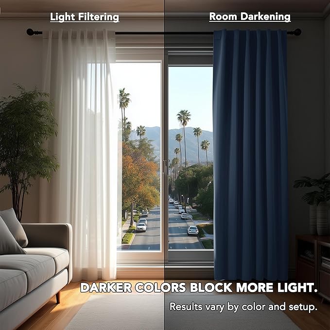 Deconovo Blackout Curtains, Thermal Insulated, W52 x L84 2 Panels, Back Tab, Machine Washable, Room-Darkening Drapes for Bedroom/Living Room Stone Blue
