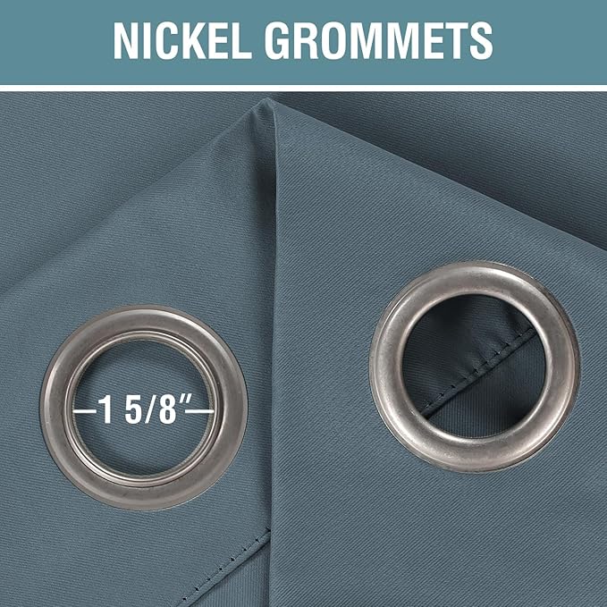 H.VERSAILTEX Blue Curtains/Drapes Blackout for Bedroom Room Darkening Thermal Curtains for Living Room Noise Reducing Sound Proof Solid Grommet Curtain (One Panel, Stone Blue, 52" W x 120" L)
