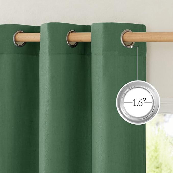 NICETOWN Rustic Linen 102 inch Long Curtains for Living Room, Grommet Privacy Added Thick Linen Weave with Light Filter Window Curtains & Drapes for Bedroom, Olive Green, W55 x L102, 2 Panels