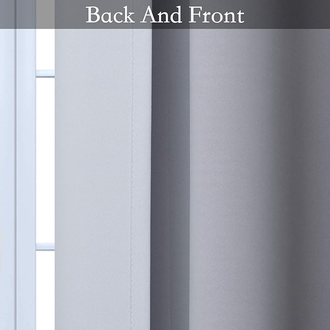 SimpleHome Ombre Room Darkening Curtains for Bedroom, Light Blocking Gradient Black to Grey White Thermal Insulated Grommet Blackout Window Curtains/Drapes for Kids, 2 Panels, 52x63 inches Length