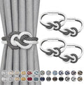 NICEEC 4 Pack Mini Magnetic Curtain Tiebacks Nordic Simple Style Drape Tie Backs Elegant Hand Weave Rope Knot Decorative Curtain Holdbacks for Home & Office Thin Window Drapery (Dark Grey & White)