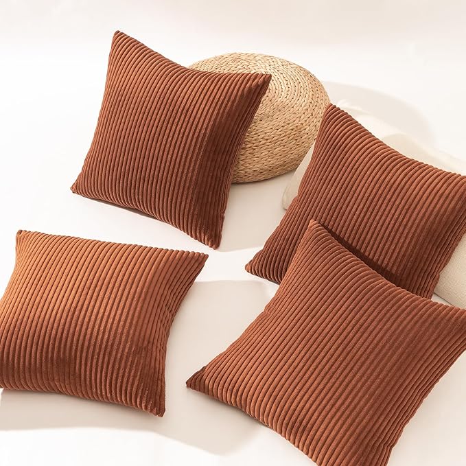 Topfinel Decorative Rust Throw Pillow Covers Cushion Cases, Set of 4 Soft Velvet Modern Double-Sided Designs Terracotta Home Decor ，Fall Style Throw Pillows 20x20 inches