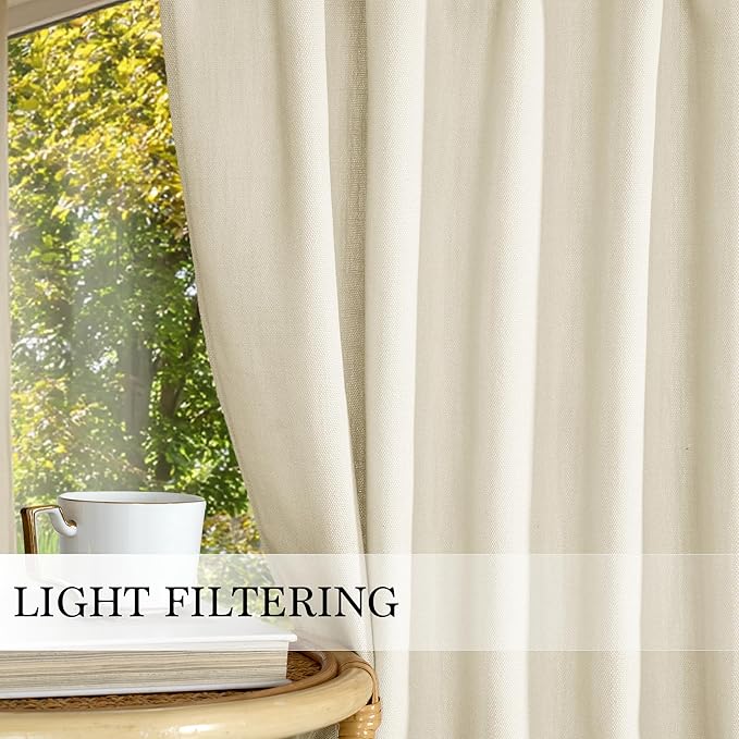 RYB HOME Short Kitchen Valances Thick Faux Linen Blended 2 Panels, Privacy Protect Small Window Treatment for Bedroom Bathroom, Rod Pocket, Linen, W 52 x L 18 inch
