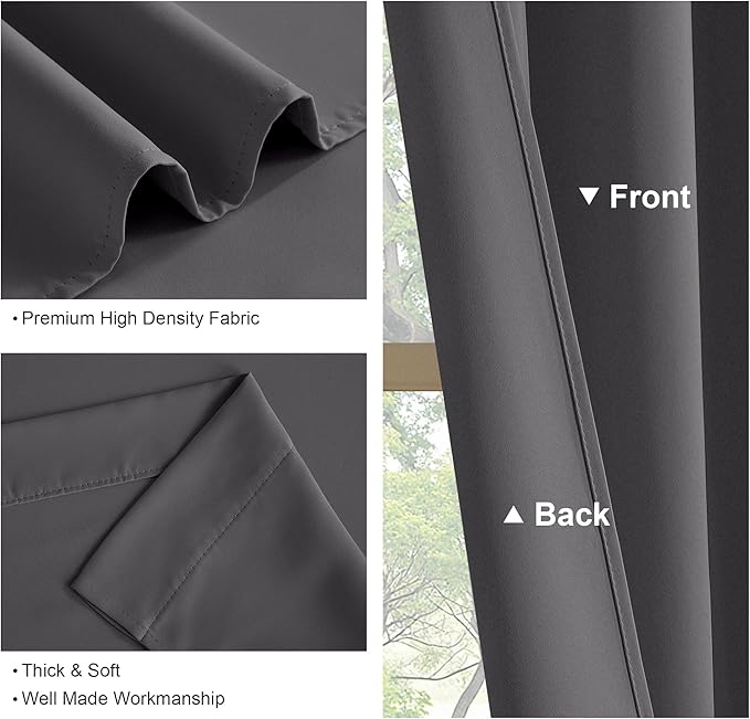Pony Dance Short Blackout Curtain Panels for Bathroom - Red Drapes Christmas Home Decoration Modern Elegant Back Tab Room Darkening Energy Saving Curtains for Kitchen, 42 x 40 inch, Grey, One Pair