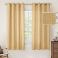 LAMIT Faux Linen Curtains for Bedroom, Grommet Thick Linen Drapes Light Filtering Privacy Sheer Window Burlap Curtains for Living Room, Set of 2 Panels (52 x 63 Inch, Caramel Brown)