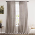 Brownish Grey Linen Curtains 96 Inches Long for Living Room Back Tab Vintage Rustic Farmhouse Light Filtering Curtain Burlap Textured Linen Drapes 96 Inch Length for Dinning Room Bedroom 52x96 8 FT
