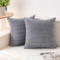 Pack of 2 Corduroy Decorative Throw Pillow Covers 18x18 InchSoft Boho Striped Pillow Covers Modern Farmhouse Home Decor for Sofa Living Room Couch Bed(Light Grey)