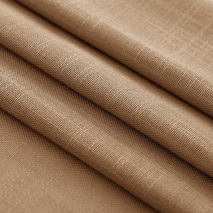 Brown Curtains for Living Room Back Tab Modern Farmhouse Semi Sheer Curtains 90 inches Long 2 Panels Set Muted Neutral Window Curtain for Dining Room Bedroom 52x90