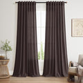 Cocoa Coffee Linen Curtains 90 Inch Long 2 Panels Set for Bedroom Living Room, Soft Linen Textured Window Drapes Semi Sheer Light Filtering Rod Pocket Back Tab Morden Style 52x90