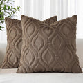 decorUhome Throw Pillow Covers 22x22 Inch Set of 2, Soft Plush Faux Wool Brown Solid Couch Pillow Covers, Accent Euro Sham Farmhouse Neutral Square Pillow Cases for Sofa Bed Living Room