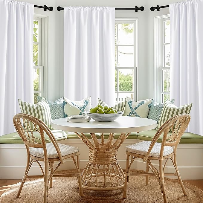 NICETOWN Bedroom 100% Blackout Curtains, 2 Panels, 42 by 54, Snow White, Window Treatment Rod Pocket Curtains/Drapes for Bedroom