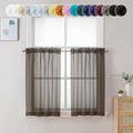 Chyhomenyc Sheer Curtains 36 inch Length 2 Panels, Light Filtering Voile Rod Pocket Short Window Sheer Curtians for Bathroom Living Room, 2PCS, Choclate Brown