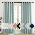 NICETOWN 100% Absolutely Blackout Linen Curtains with Thermal Insulated Liner, Seafoam Green, 62" Wide, 120" Length Energy Saving Curtains for Living Room 2 Panels Set, Vertical Blinds