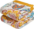 MSGKV Boho Throw Blanket 90"x90" Floral Cotton Blanket for Bed Spring Breathable Lightweight Farmhouse Queen Blankets Home Decor Muslin All Seasons