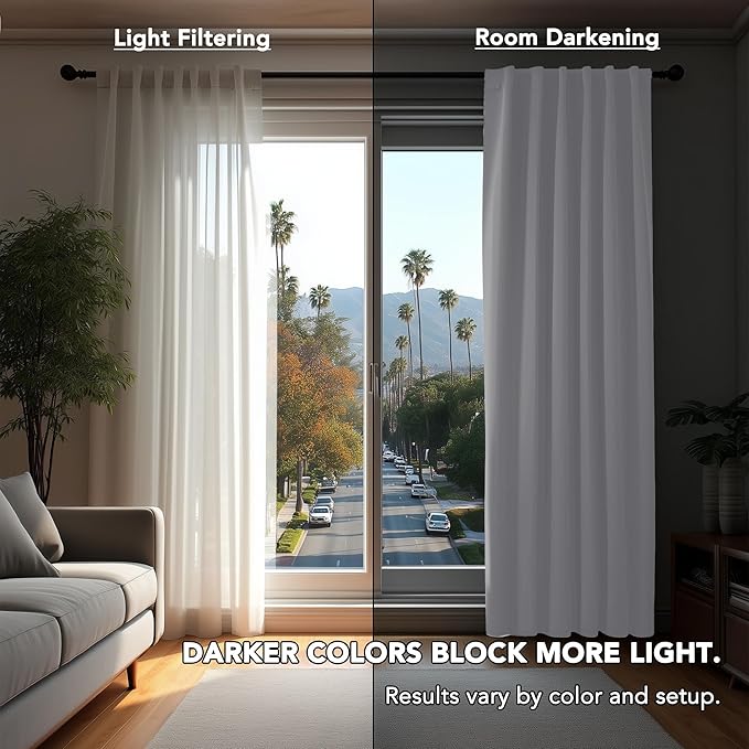 Deconovo Blackout Curtains, Thermal Insulated, W42 x L95 2 Panels, Back Tab, Machine Washable, Room-Darkening Drapes for Bedroom/Living Room Star White