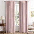 MIULEE 100% Blackout Linen Curtains for Bedroom, Pink Solid Luxury Decor Thermal Insulation Room Darkening Drapes for Living Room Nursery Back Tab Rod Pocket 42 x 63 Inches, 2 Panels