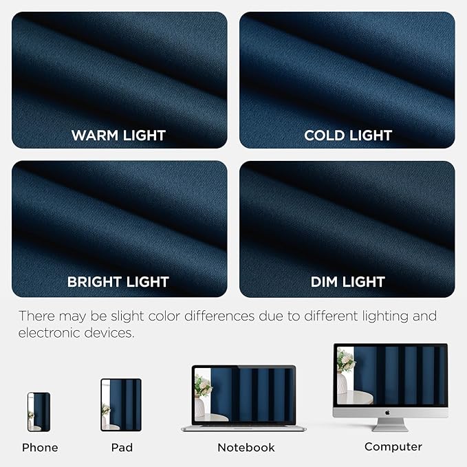 Joydeco Blackout Patio Sliding Door Curtains 96 Inches Long, Grommet Privacy Room Divider Curtains, Extra Wide Thermal Blackout Drapes for Bedroom Living Room (Navy Blue, 100Wx96L, 1 Panel)