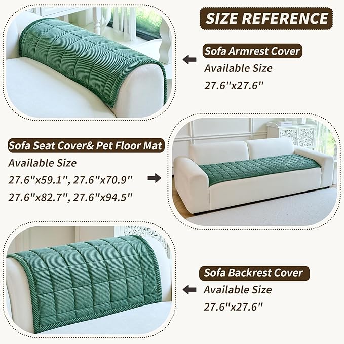 Couch Covers for Dogs Washable, Non Slip Couch Covers for Loveseat Sofa Pet Friendly, Soft Fuzzy Sofa Covers for Pet, Dog Couch Cover Furniture Protector(1PC,Green,27.6"x82.7")