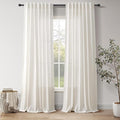 Nanspring Natural Linen Curtains 102 Inches Long for Living Room Rustic Light Filtering Semi Sheer Curtains Back Tab and Rod Pocket Farmhouse Decor Curtain for Bedroom Office 52x102, 2 Panels