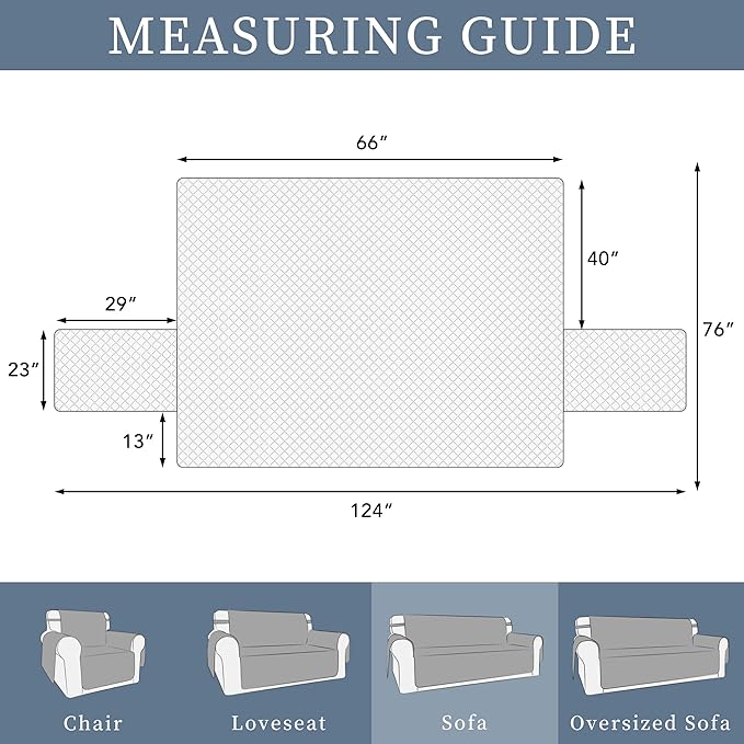 ISSUNTEX Double Protection 100% Waterproof Sofa Covers for Living Room, Couch Covers for 3 Cushion Couch Sofa, Reversible Furniture Protector Sofa Cover for Dogs, Pets, Kids (Sofa, Light Gray/Ivory)