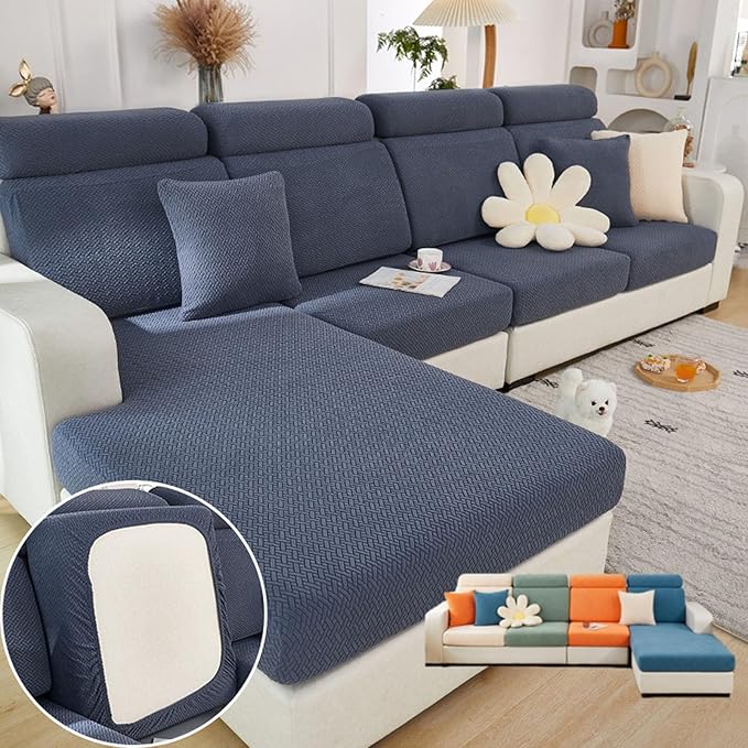 Soothing Home Sofa Covers, Sofa Hero Covers, Wear-Resistant Universal Couch Covers Washable Stretch Sectional Couch Cushion Covers (Metal Grey,Large Triple Seat Cover)
