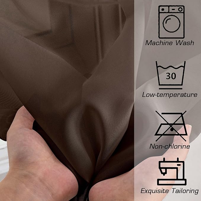 OWENIE Sheer Curtains 72 Inches Long 2 Panels Set, Light Filtering Sheer Curtain Rod Pocket Clear Drapes for Living Room Bedroom Window Sliding Door, Each 42 x 72 Inch, Chocolate