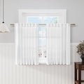 Nanspring White Kitchen Curtains 36 Inch Length Set 2 Panel Back Tab Pocket Semi Sheer Light Filtering Short Drapes Linen Farmhouse Curtain Tiers for Cafe Bathroom Basement Small Window 52x36