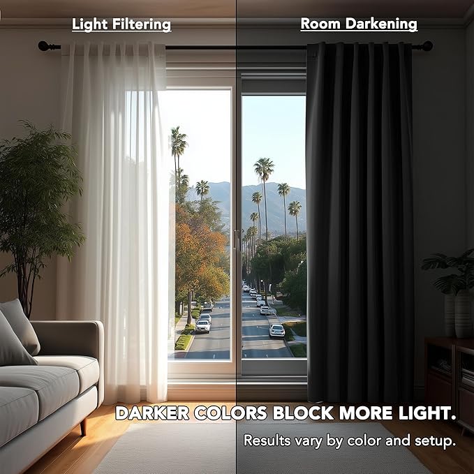 Deconovo Blackout Curtains, Thermal Insulated, W70 x L95 2 Panels, Back Tab, Machine Washable, Room-Darkening Drapes for Bedroom/Living Room Dark Grey