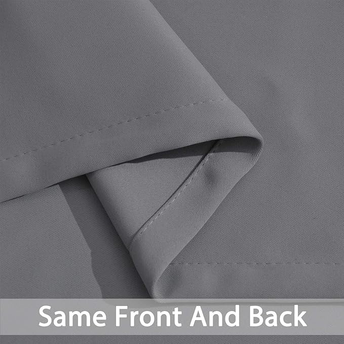 Yakamok Blackout Curtains 96 Inches Thermal Insulated Grey Room Darkening Window Drapes with 8 Grommets Window Treatment Curtain for Living Room Bedroom,52 Inch Width, Set of 2 Gray