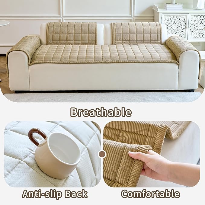 Couch Covers for Dogs Washable, Non Slip Couch Covers for Loveseat Sofa Pet Friendly, Soft Fuzzy Sofa Covers for Pet, Dog Couch Cover Furniture Protector(1PC,Light Brown,27.6"x70.9")