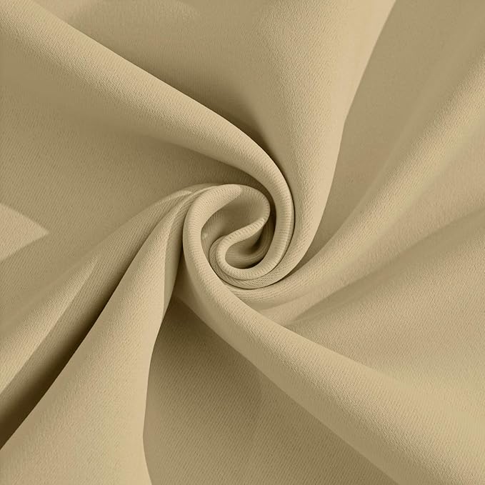 Yakamok Room Darkening Blackout Curtains for Bedroom, Light Blocking Thermal Insulated Grommet Top Drapes for Living Room,Beige,52x45Inch, 2 Panels