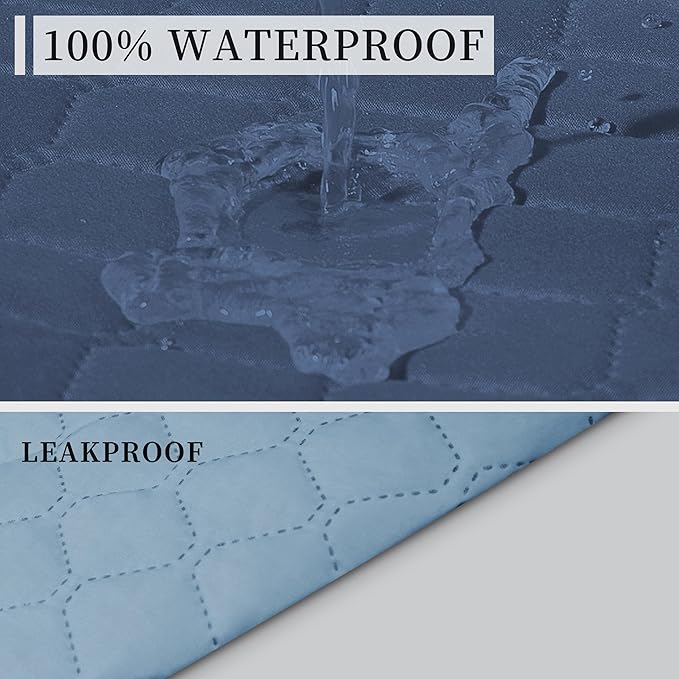 ISSUNTEX Double Protection 100% Waterproof Recliner Covers for Living Room, Reversible Furniture Protector Recliner Couch Sofa Slipcover for Dogs, Pets, Kids (Recliner, Dark Blue/Light Blue)