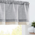 jinchan Linen Farmhouse Valances for Living Room Windows 16 Gray Inch Slubbed Crossed Double Layer Window Valances Light Filtering Rustic Country Overlay Rod Pocket 2 Panels Grey