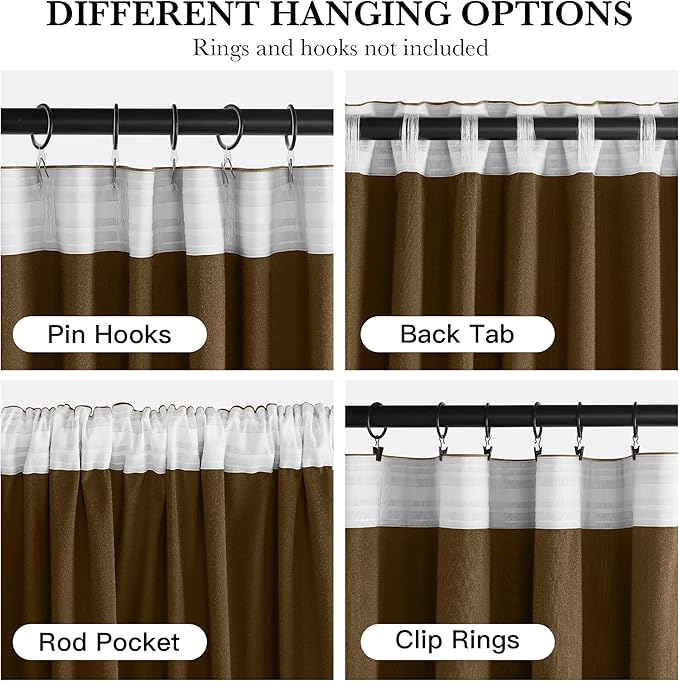 RYB HOME Luxurious Bronze Velvet Curtain Panels for Living Room Bedroom, Heavy Duty Thermal Insulated Floor-Length Velvet Drapes with Hook Belt for Vintage Decor, 52" W x L96 L, 2 Panels Set