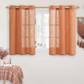 LAMIT Burnt Orange Linen Curtains 40 Inches Long for Windows, Bronze Grommet Semi Sheer Privacy Panels Light Filtering Boho Farmhouse Neutral Drapes for Bedroom/Living Room, 34 x 40 Inch, 2 Panels