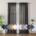 Simplebrand Chocolate Semi-Sheer Curtains, 42x96 Inch, 2 Panels, Light Filtering, Geometric Pattern, Modern Elegant Window Curtains for Living Room, Bedroom