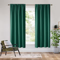 RYB HOME Bedroom Blackout Curtains 72 inches Long, 100% Blackout Thermal Insulated Noise Reducing Curtains for Living Room Nursury, 62 inches Wide by 72 inches Long, Dark Green