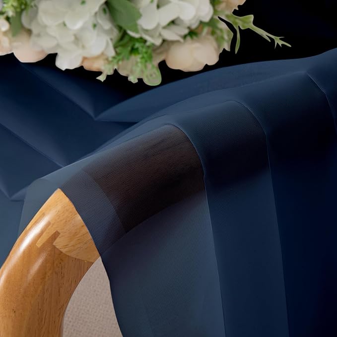 Lecloud Sheer Curtain Panels Set 96" Inches Long, Solid Voile Light Filtering Airy Curtains Window Treatment Drapes for Living Room, 2 Panels Elegant Bedroom Sheer Curtains, Navy Blue, 40" Wx96 L