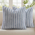 decorUhome Cozy Faux Fur Throw Pillow Covers 26x26 Set of 2 Decorative Soft Plush Striped Modern Farmhouse Boho Couch Euro Sham Pillow Cases with Velvet Back for Sofa Bed Living Room, Grey White