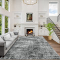 4x6 Area Rugs Washable Rug: Modern Abstract Living Room Rug Soft Anti-Skid Thin Carpet Indoor Floor Non-Shedding Carpets for Bedroom Dining Room Farmhouse Nursery Home Office - Black