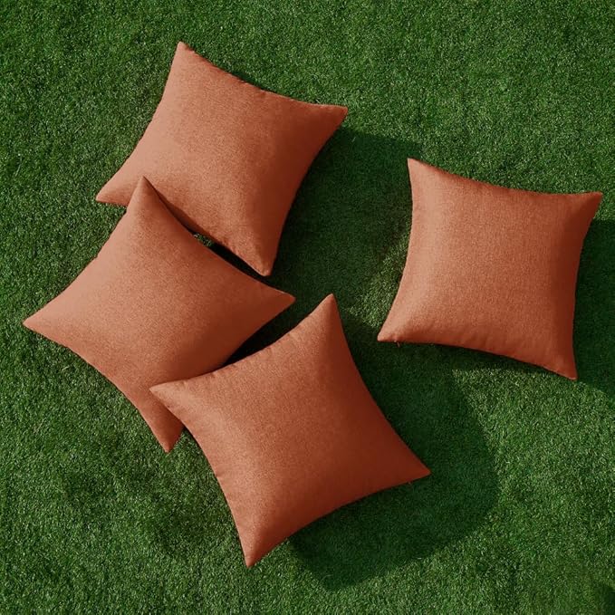 MIULEE Pack of 4 Decorative Rust Throw Pillow Covers Linen Waterproof Pillow Covers Outdoor Farmhouse Cushion Cases for Patio Garden Tent Balcony Couch Sofa 16x16 inch