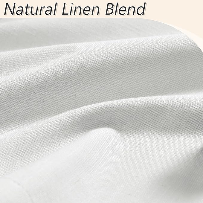 Guken White 100% Blackout Linen Curtains 70 Inch Wide by 108 Inch for Living Room Bedroom Back Tab Thermal Insulated Black Out 1 Drapes Room Darkening Window Curtains,1 Panel
