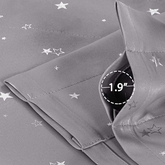 H.VERSAILTEX Blackout Curtain Valances for Kitchen Window/Living Room/Bathroom Privacy Added Rod Pocket Home Decoration Winow Valance, 52" W x 18" L, Glitter Stars in Gray Base