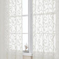 OWENIE Furman Sheer Ivory Curtains 84 inches Long for Bedroom Living Room 2 Panels Set, White Curtains Jacquard Clip Light Filtering Semi Sheer Curtain Rod Pocket Window Drapes, Each 52Wx84L inch