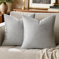 GIGIZAZA Pillow Covers 22x22 Silver Grey Set of 2 Velvet Square Throw Pillow Covers Modern Decorative Pillows for Living Room Couch Luxury Big Pillow Cases
